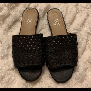 Franco Sarto Black Leather Slides